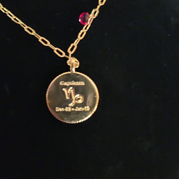 Gold Zodiac Pendant Necklace Capricorn #56 - Picture 2 of 2